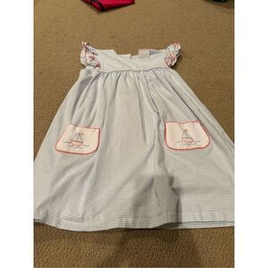 Shrimp and Grits Kids size 6 knit dress boat embroidery ruffles